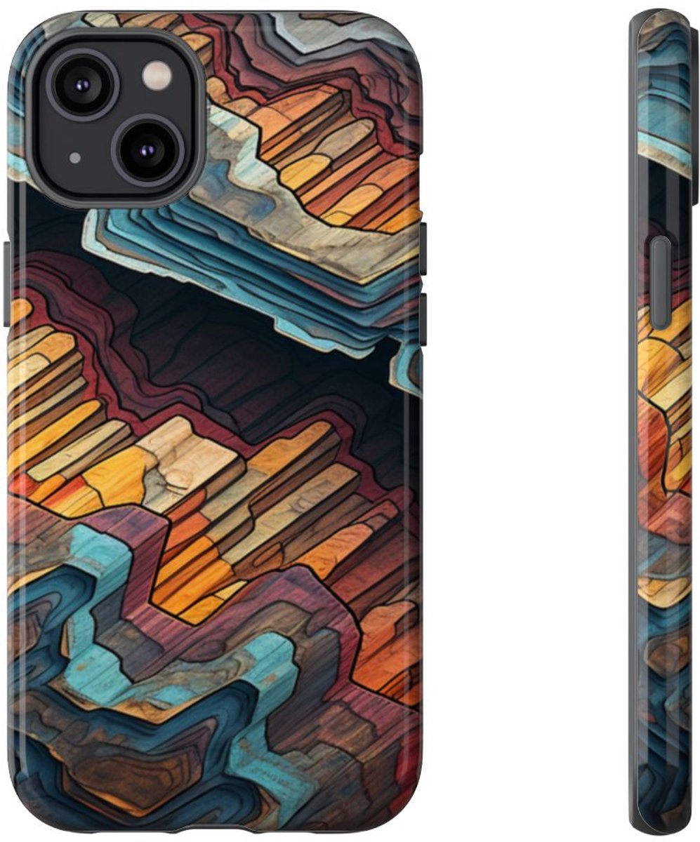 Gelaagd Abstract Geodepatroon – Telefoonhoesje Geschikt voor iPhone 14 Plus