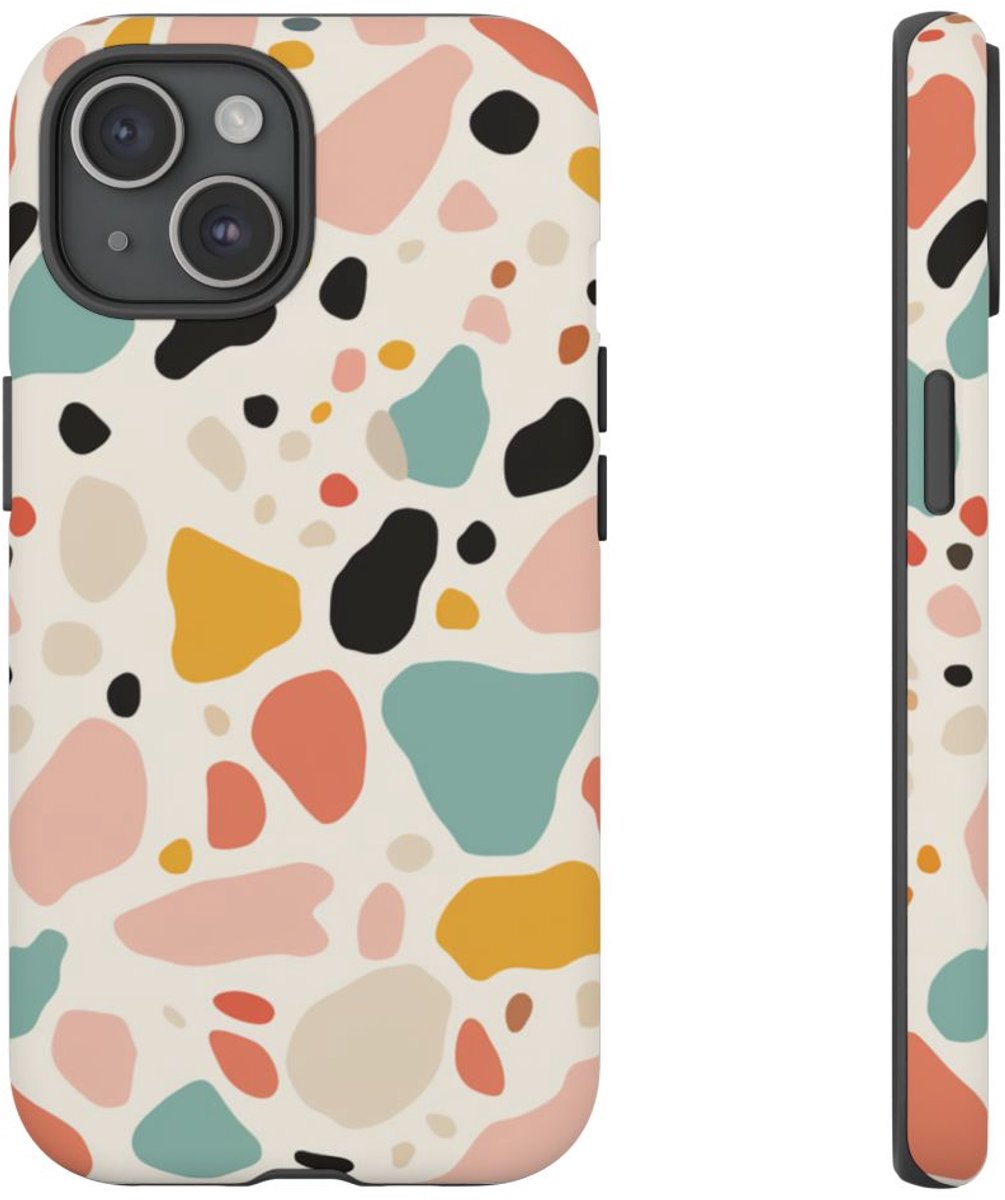 Kleurrijk Terrazzo-Patroon – Telefoonhoesje Geschikt voor iPhone 15
