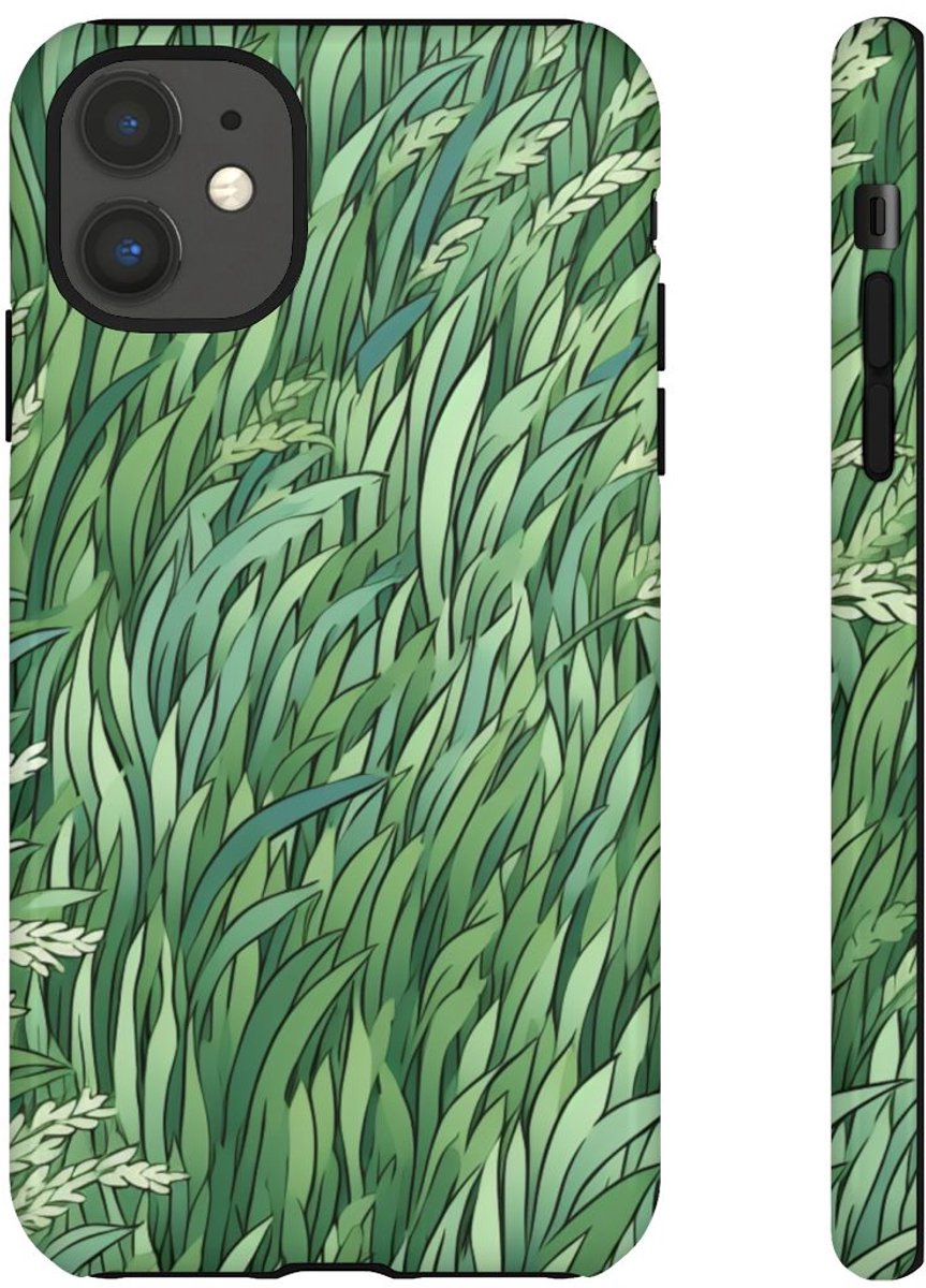 Weelderig Groen Graspatroon – Telefoonhoesje Geschikt voor iPhone 11