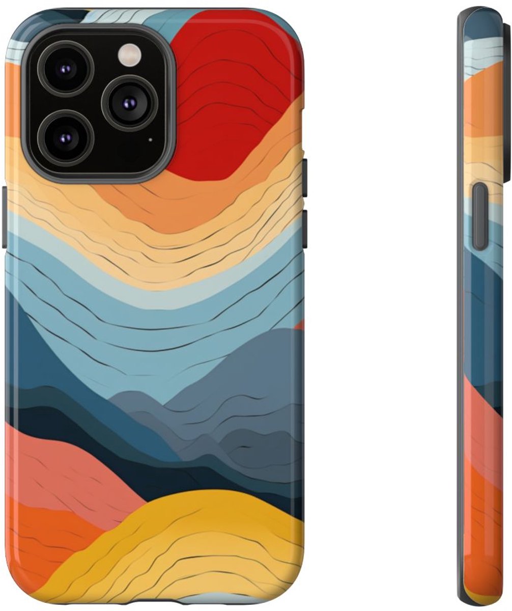 Abstracte Kleurrijke Bergen – Telefoonhoesje Geschikt voor iPhone 14 Pro Max