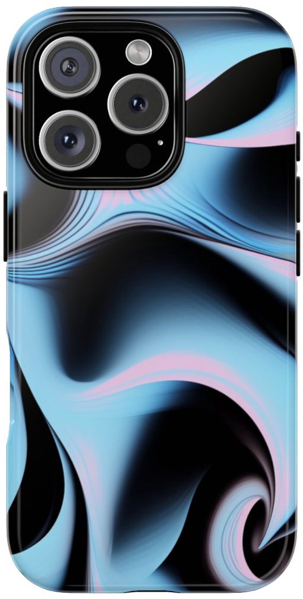 Blauw-Roze Abstracte Krullen – Telefoonhoesje Geschikt voor iPhone 16 Pro