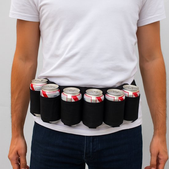 MikaMax Beer Belt - Verstelbare Bier Riem - Bier Blikjeshouder  - Geschikt voor 6 Blikjes - Ideaal voor Festival - One Size Fits All