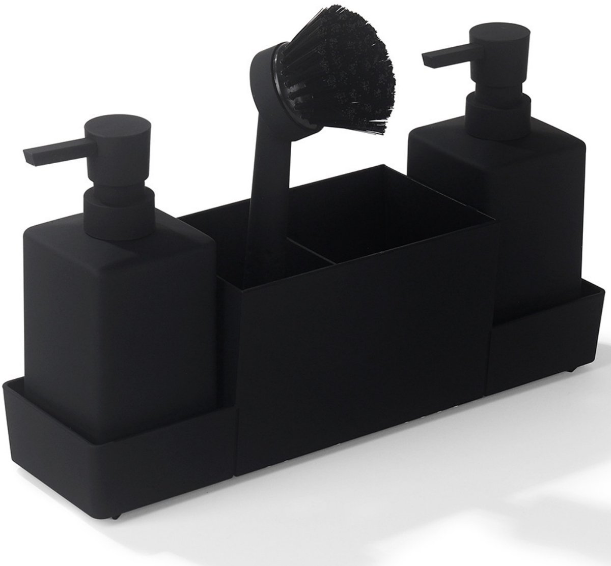 EXCITAT Gootsteenorganizer - Afwasmiddeldispenser - Opbergaccessoire - Keuken, Badkamer - Zwart