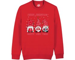 Christmas Gnomies Rood - Foute kersttrui kerstcadeau - Dames / Heren / Unisex Kerst Kleding - Grappige Feestdagen Outfit - Sweater - Rood - Maat M