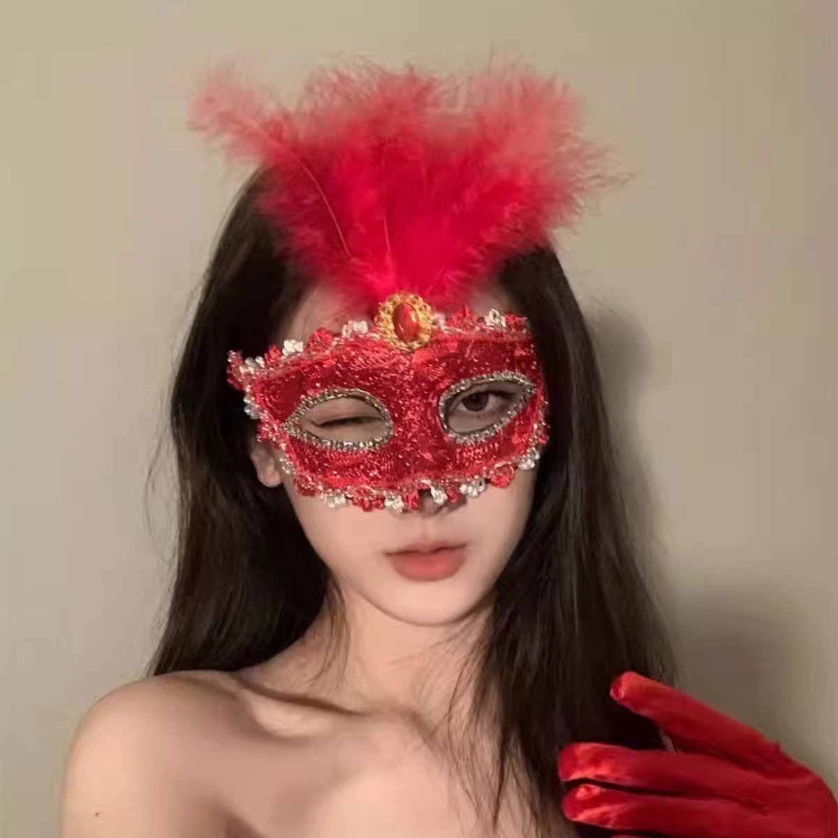 Maskerade masker half gezicht maskerade masker masker veren masker, stijl 3