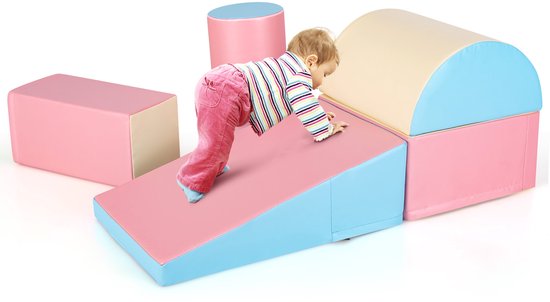 COSTWAY Lot de 5 blocs de construction en mousse géants pour jouer et grimper, grands blocs de construction souples, multicolores, pour bébés et tout-petits