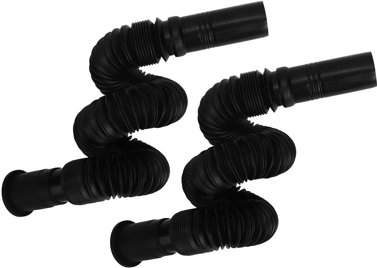 2 Pcs Flexibele Afvoerslang Extensie PVC - Zwart, Voor Keuken en Badkamer