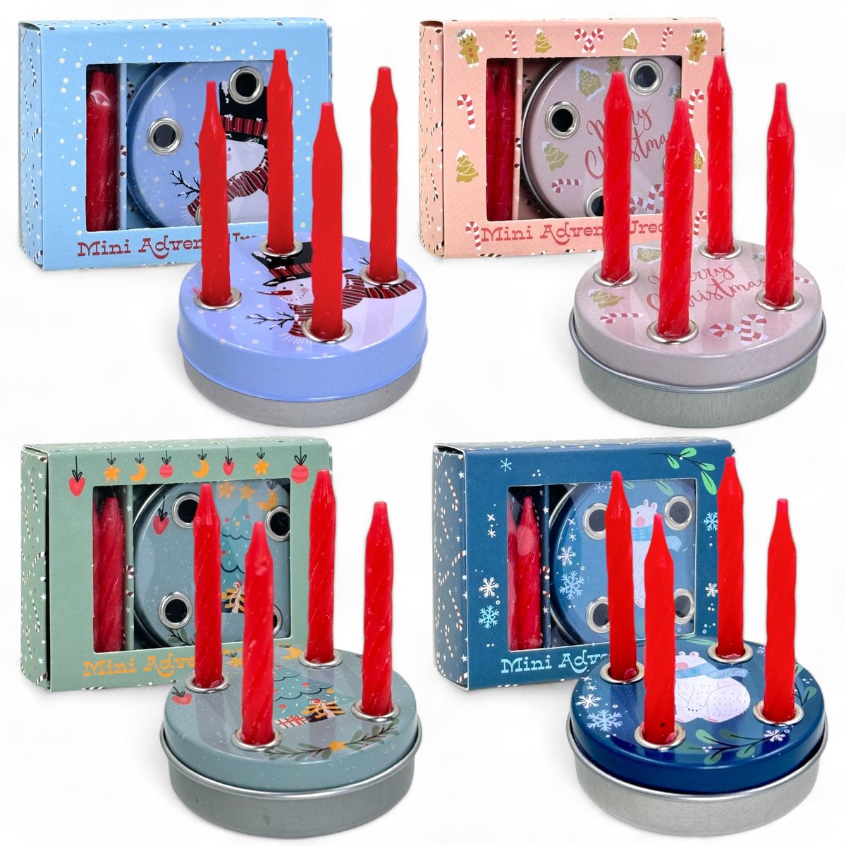 Advent to go - Pocket Adventkrans met 4 rode mini-candles - Traditioneel en compact - Perfect als souvenir of geldcadeau