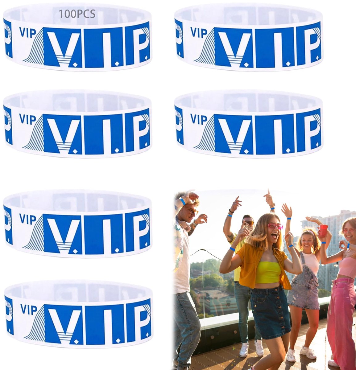 100 VIP-papieren armbanden - Waterdicht - Persoonlijke disco armbanden voor evenementen
