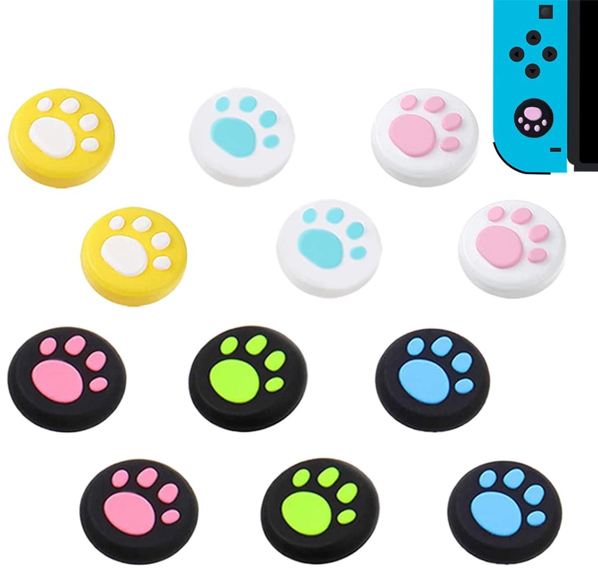 12 Stuks Cat Claw Thumb Grip Covers - Silicone Joystick Covers voor Analoge Sticks - Comfortabele Grip
