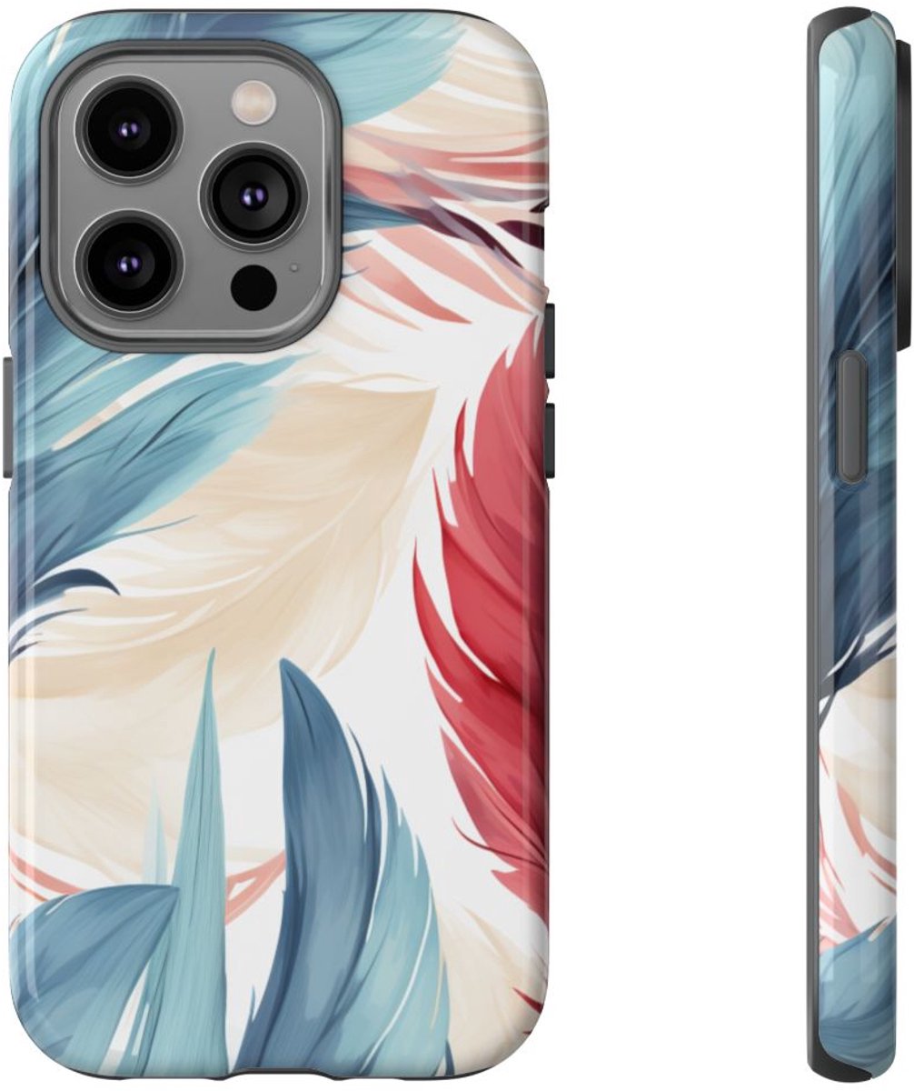Blauw-Rood Verenpatroon – Telefoonhoesje Geschikt voor iPhone 14 Pro