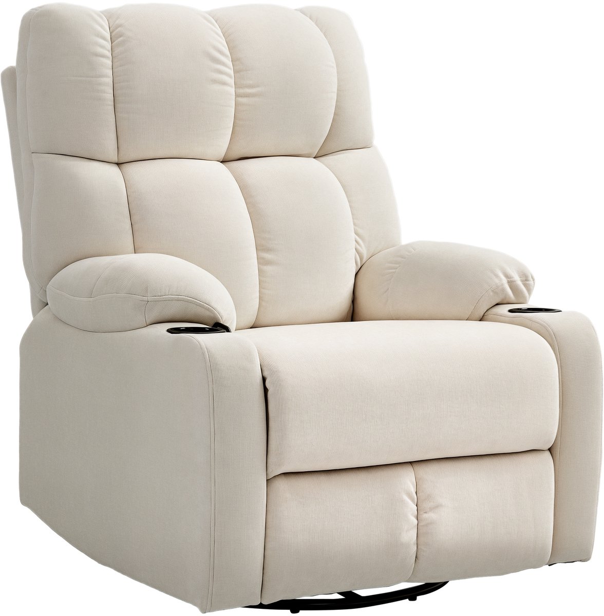 HOMCOM relaxfauteuil - polyester - met bekerhouder - beige