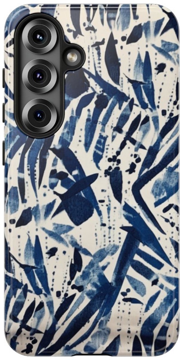 Blauw Abstract Penseelstrepenpatroon – Telefoonhoesje Geschikt voor Samsung Galaxy S25