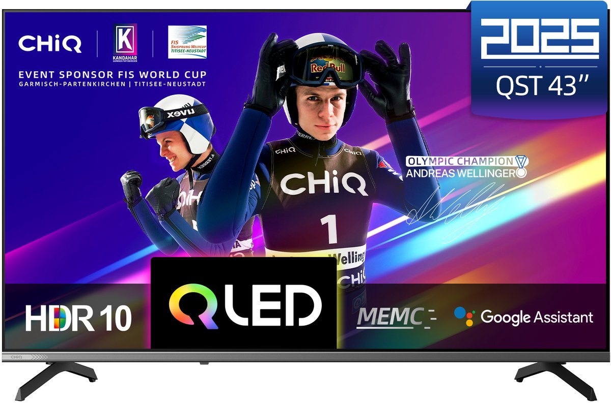 CHiQ U43QST - Smart TV 43 Inch - QLED Pro Google TV - UHD 4K - Randloos Metal Design - Dolby Audio - 2025 Nieuw - CHiQ - €249,99