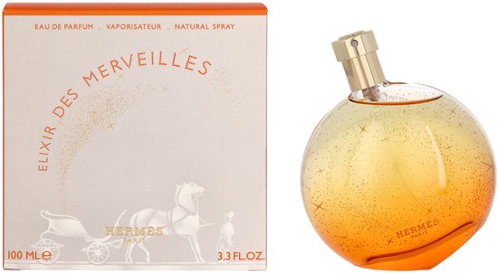 Hermès Elixir des Merveilles Eau de Parfum (100 ml) met kartonnen verpakking.