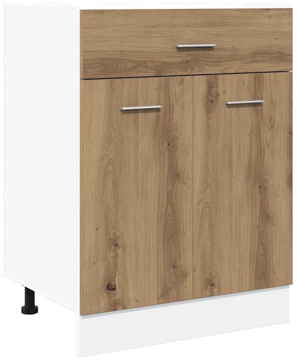vidaXL Onderkast - met - lade - Lyon - 60x46x81,5 - cm - bewerkt - hout - artisanaal - eiken artisan eiken