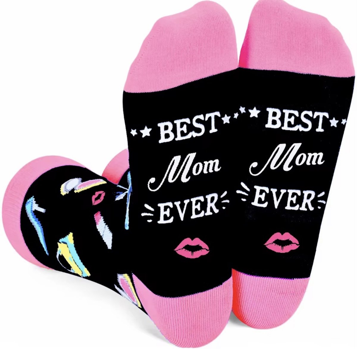 SilverAndCoco® - Beste Moeder Sokken / Gekke Vrolijke Foute Kleding / Leuke Grappige Dikke Warme Vrouw Mama Socks / Verjaardag Geschenk accessoires Sok Outfit Katoen / Vrouwen Sinterklaas Schoen Kerst Cadeau met Tekst - Best Mom