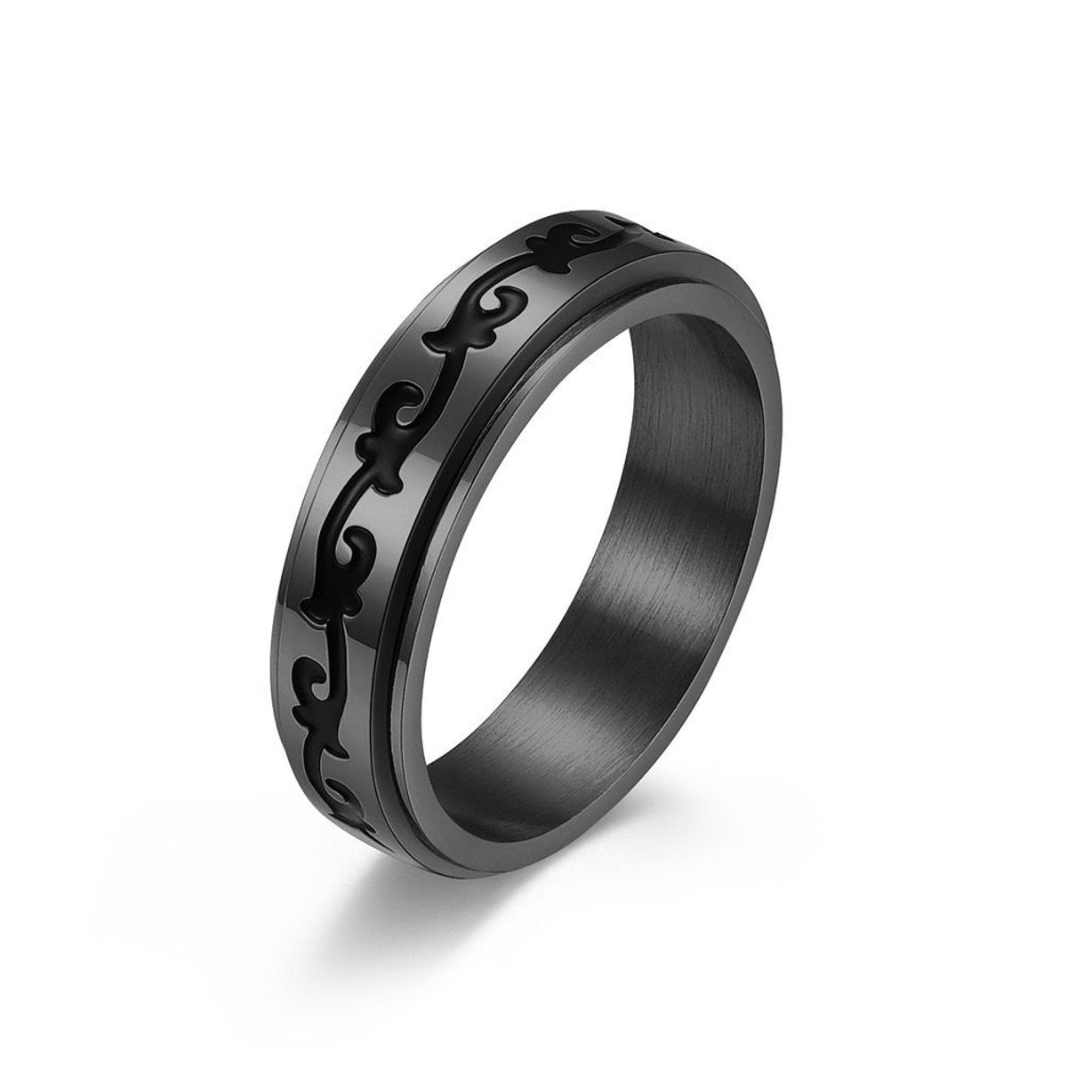 NEFET® - Anxiety Ring - Fidget Ring - Roestvrij Staal - Maat 19 - Zwart - Heren / Dames - ideale geschenk - Cadeau voor Man - Cadeautjes Accessoires - Trendy