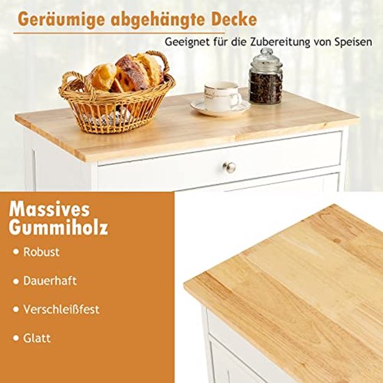 GIANTEX Keukenwagen op wieltjes, serveerwagen met werkblad