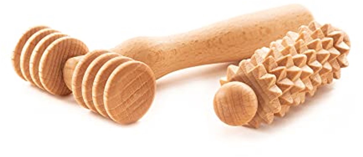 Houten Gezichtsmassage Roller voor Gezicht, Hals en Schouders - Set van 2 Massage Rollers