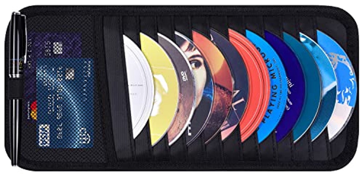 Auto CD Houder voor Zonneklep - Organizer met 12 Opberghoezen en Accessoirevak