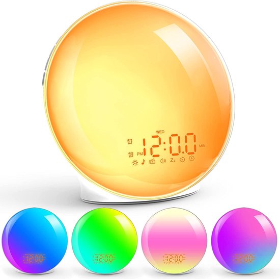 Led-lichtwekker, verlichte wekker met opkomstfunctie, touchscreen, 5 natuurgeluiden, daglichtwekker, draagbaar voor je goede leven