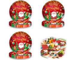 Goodivery ® - Kerstservies - Kerstservies voor 30 Personen - Kerstdecoraties met Feestelijke Motieven - Inclusief Papieren Borden, Servetten en Bekers voor Kerstfeesten, Verjaardagen of Familiefeesten