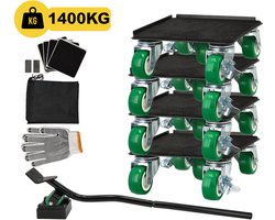 Meubelroller – 5-delig Meubeltransporter & Transporthulp – Meubelhondje – Transportroller – Meubelverplaatser met Hefstang – 1400kg Draagvermogen
