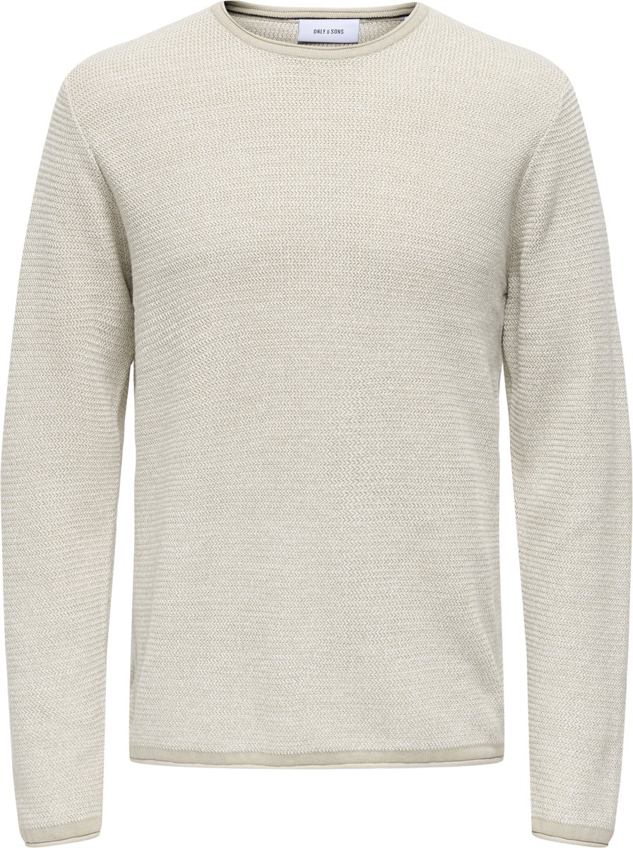 ONLY and SONS ONSERIC REG 12 STRUC CREW KNIT NOOS Heren Gebreide trui - beige - XXL