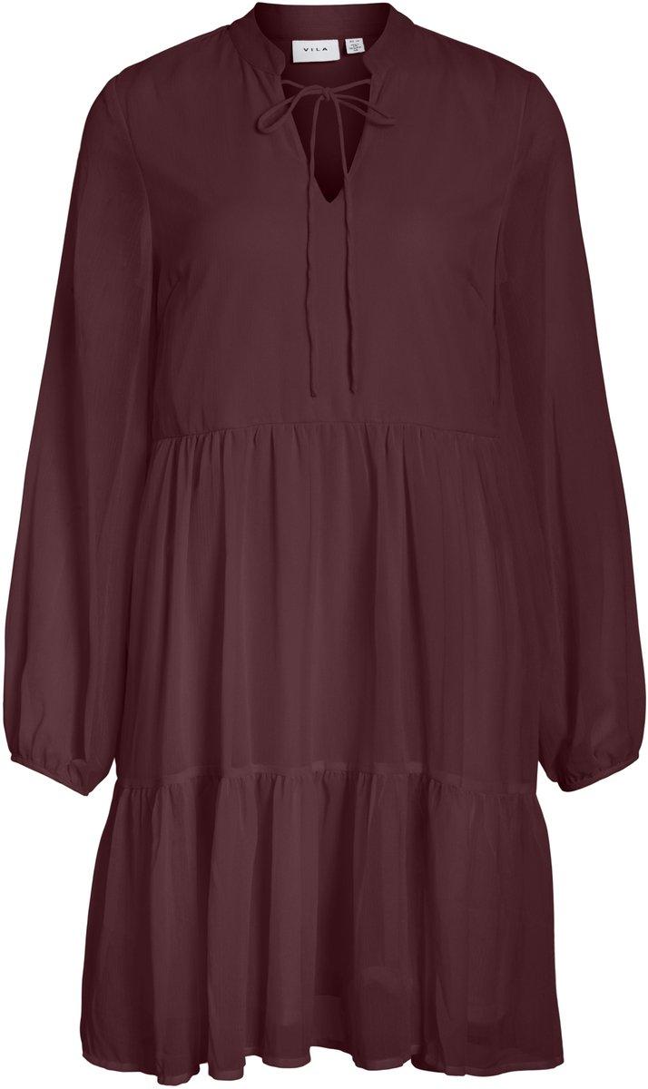 VILA - VIFALIA L/S TIE V-NECK DRESS - Dames - Mini jurken