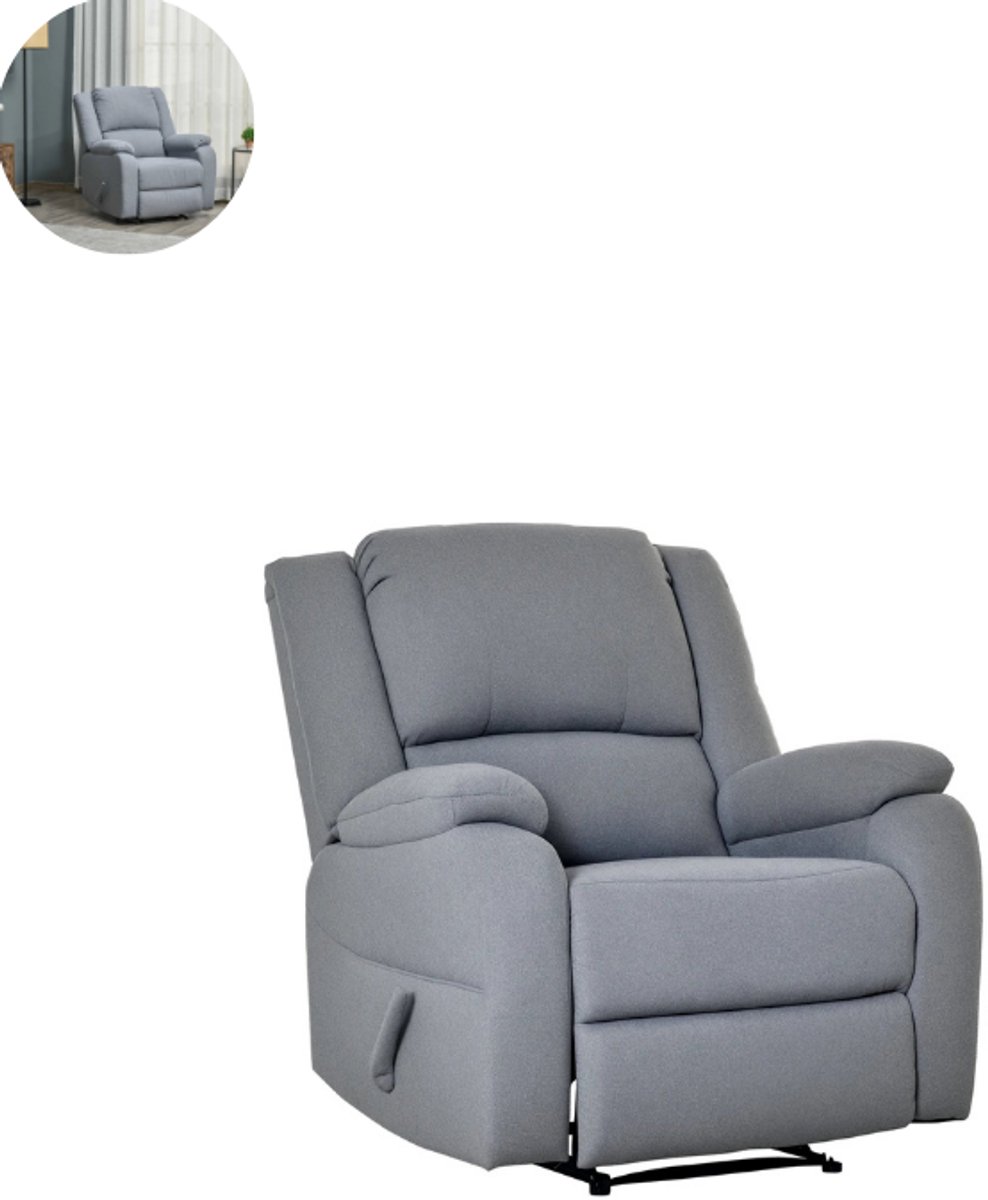 GranMaison Relaxfauteuil - Zetel - Relaxstoel - Relaxzetel - Stof - 1 persoons - Met armleuning - Zeer comfortabel - Elektrisch - Lichtgrijs