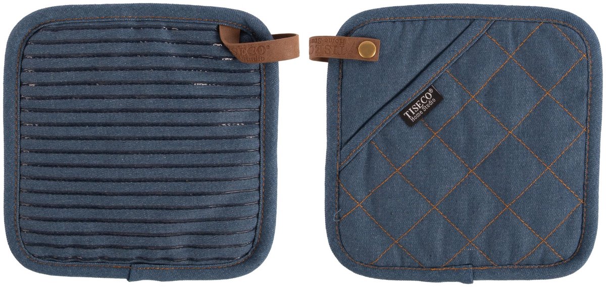 Tiseco Indigo Pannenlap - 2 Stuks - 20 x 20cm - Donkerblauw