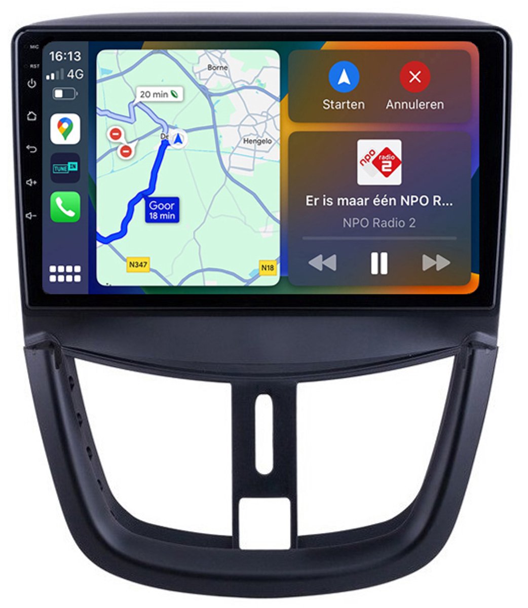 BG4U - Android navigatie radio geschikt voor Peugeot 207 met Apple Carplay en Android Auto