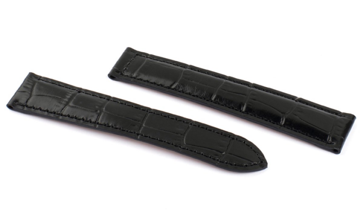 Horlogeband Marseille Zwart - Leer - 20-18mm