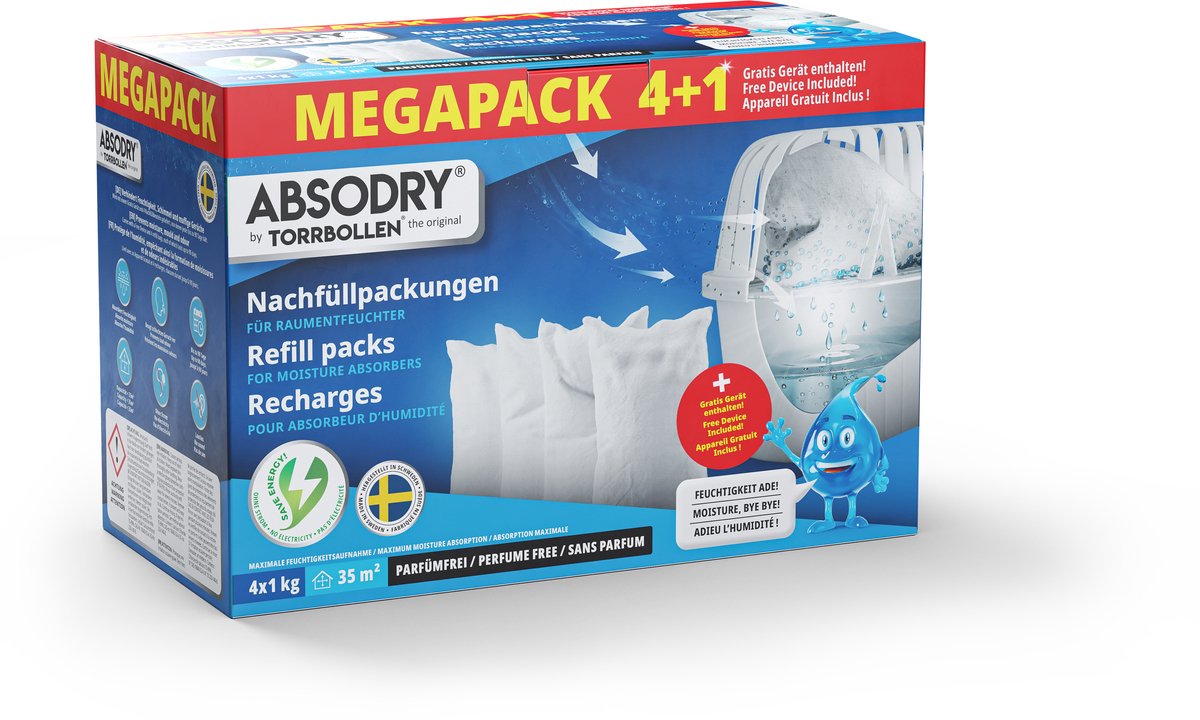 Big 4+1 - 4x1000g - White - MEGA Pack - Vochtvanger - ABSODRY - Vochtvanger