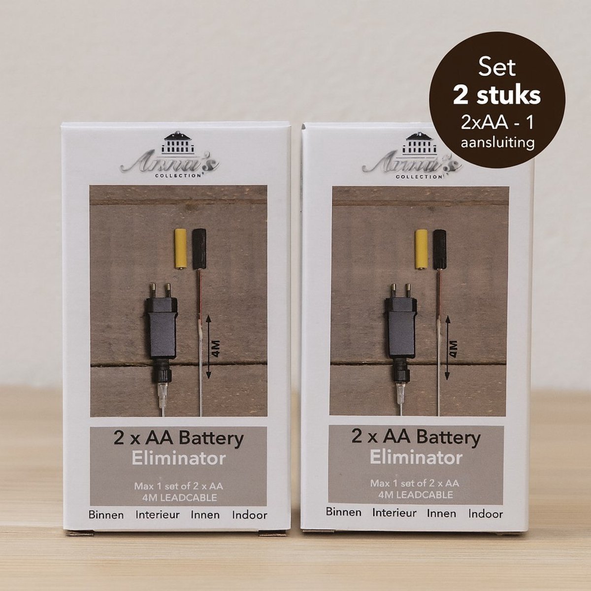Batterijvervanger 2xAA - 1 aansluiting– Voeding Adapter - Anna's Collection- Set 2x