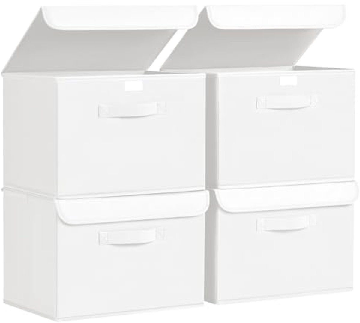 Opvouwbare Opbergdozen met Deksel - 4 Stuks - Lichtwit - Organizer voor Kledingkast