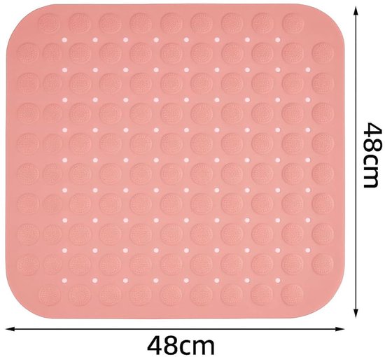 Douchemat, 48 x 48 cm, antislip, vierkant, badmat, antislip, haken en