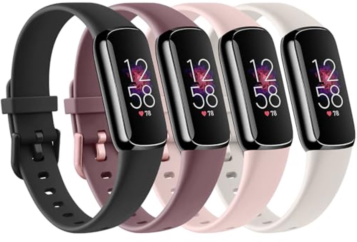 Set van 4 Armbanden voor Fitbit Luxe - Zachte Siliconen Sportarmbanden voor Dames en Heren