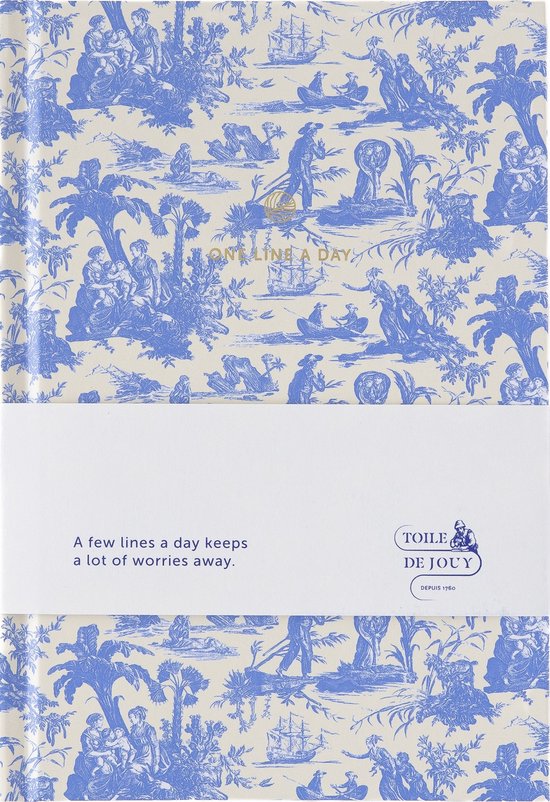A-Journal One Line a Day - Toile de Jouy - Blauw - Dagboek voor 5 Jaar