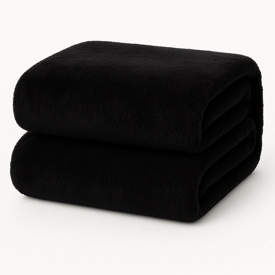 Decoware Teddy Fleece Hoeslaken - 180x200 cm - Zwart - Extra Zacht en Warm - Voor Matrassen tot 30 cm Hoog