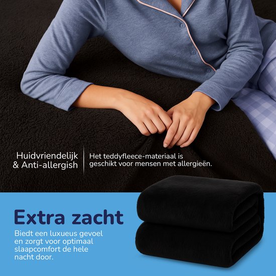 Drap-housse polaire Decoware® Teddy - 180x200 cm - noir