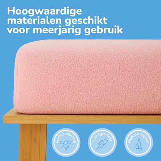 Hoeslaken polaire Decoware® Teddy - Rose - 180 x 200 cm - Extra chaud et doux - Pour Matelas jusqu'à 30 cm