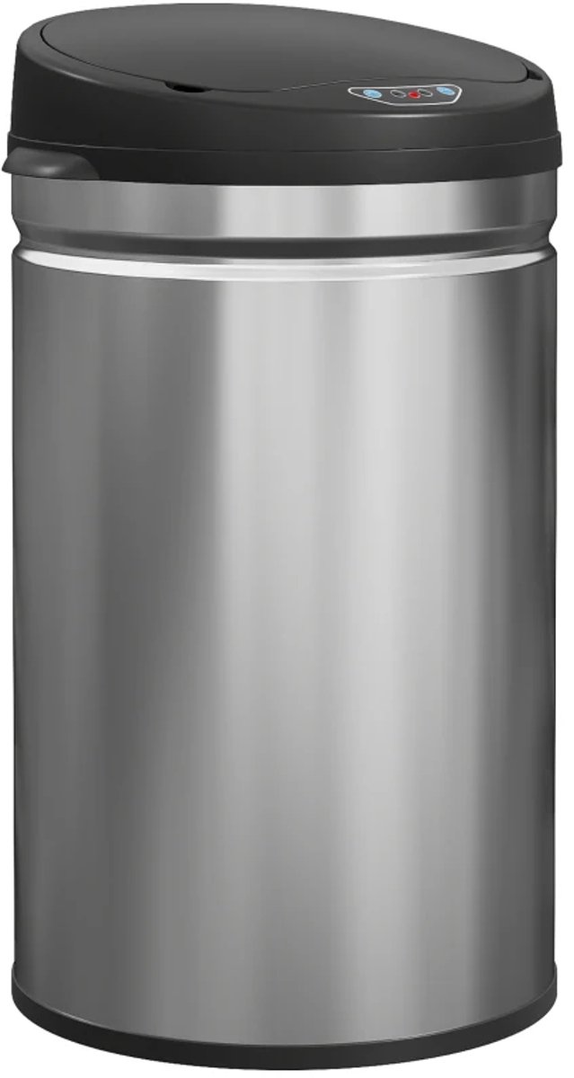 Sensorafvalbak van 30L- Prullenbak met Sensor - Afvalbak met Bewegingssensor -Aanraakvrij - Softclose - Roestvrij Staal - voor Keuken, Kantoor, Slaapkamer - Zilver