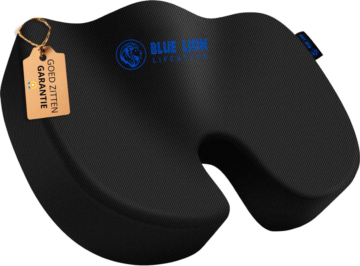 Blue Lion Zitkussen orthopedisch & ergonomisch - stuitkussen - wigkussen - ergonomisch zitkussen - ringkussen - traagschuim - stuitje