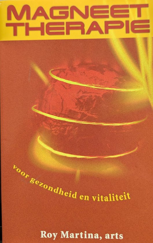Boek "Magneet Therapie voor gezondheid en vitaliteit" met rode en gele kleuren.