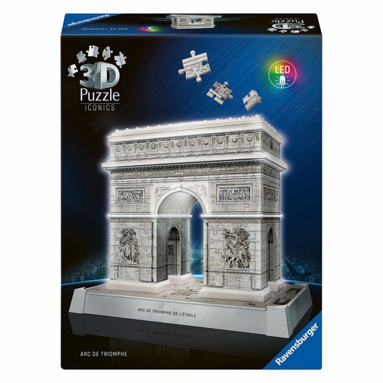 Ravensburger - Iconics: Arc de Triomphe Parijs met licht - 3D Puzzel - 216 Stukjes - Bouwset voor kinderen vanaf 8 jaar