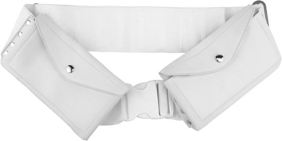 Joss mode witte smalle riem met zilverkleurige gesp en studs