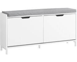 SoBuy FSR151-L-W Schoenenkast - Schoenenbank - Schoenenrek met 4 vakken - draagkracht 250 kg - Wit, 105 x 24 x 52 cm