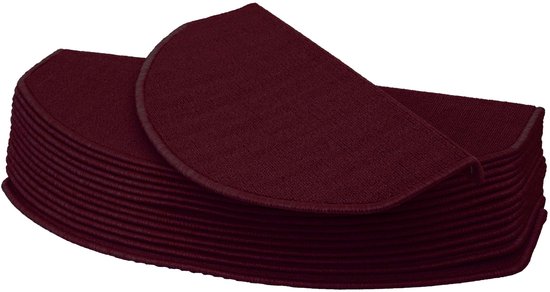 Set de 15 tapis d'escalier MCW-G49, tapis d'escalier, ensemble de trapmat de protection d'escalier, 65x25cm ~ semi-circulaire, bordeaux